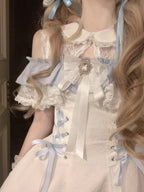 Sweet Ice Blue Lolita Dress - Cute Lace Princess A-Line Outfit