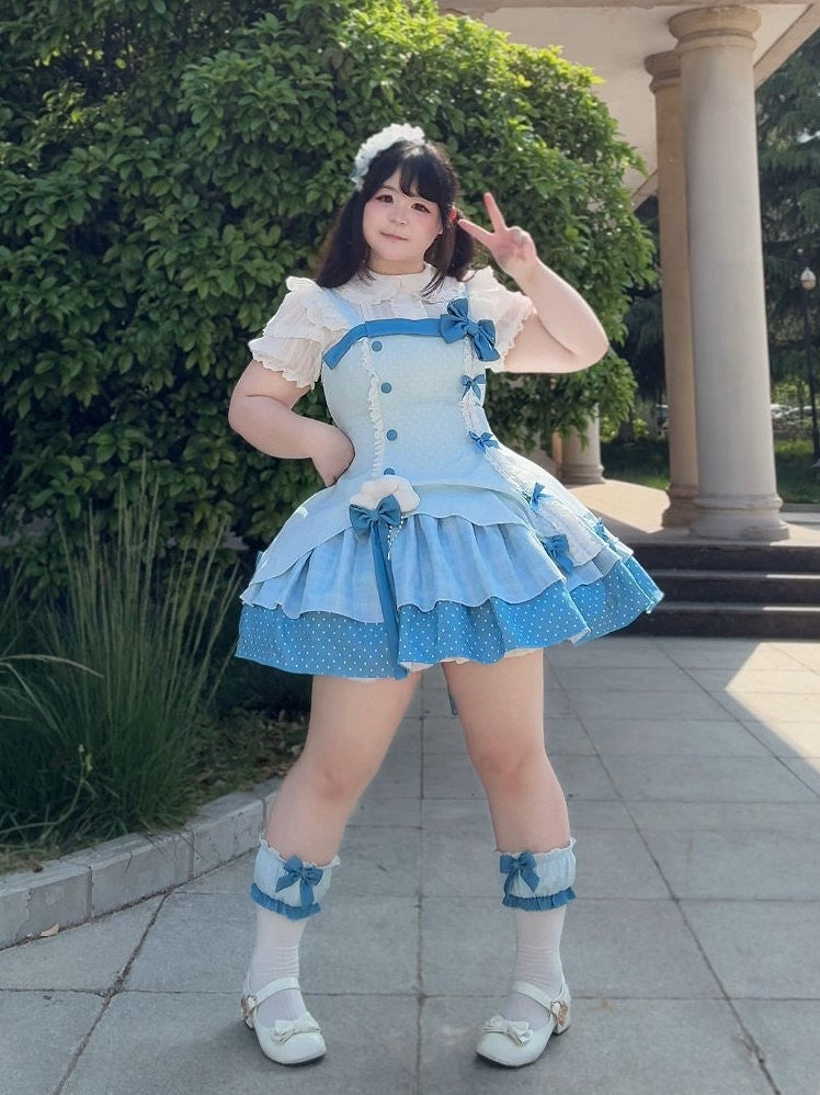 Blue Polka Dot Ruffled Sweet Lolita Jumper Skirt - Sweetheart Dream | CoyBunny