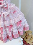 Sweet Pink Lolita JSK Dress Set with Bonnet | Cute Gown