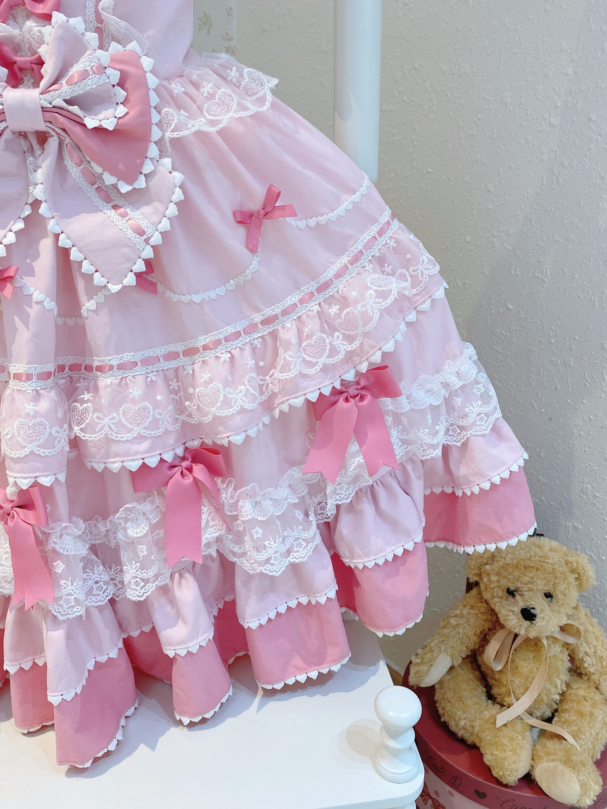 Sweet Pink Lolita JSK Dress Set with Bonnet | Cute Gown