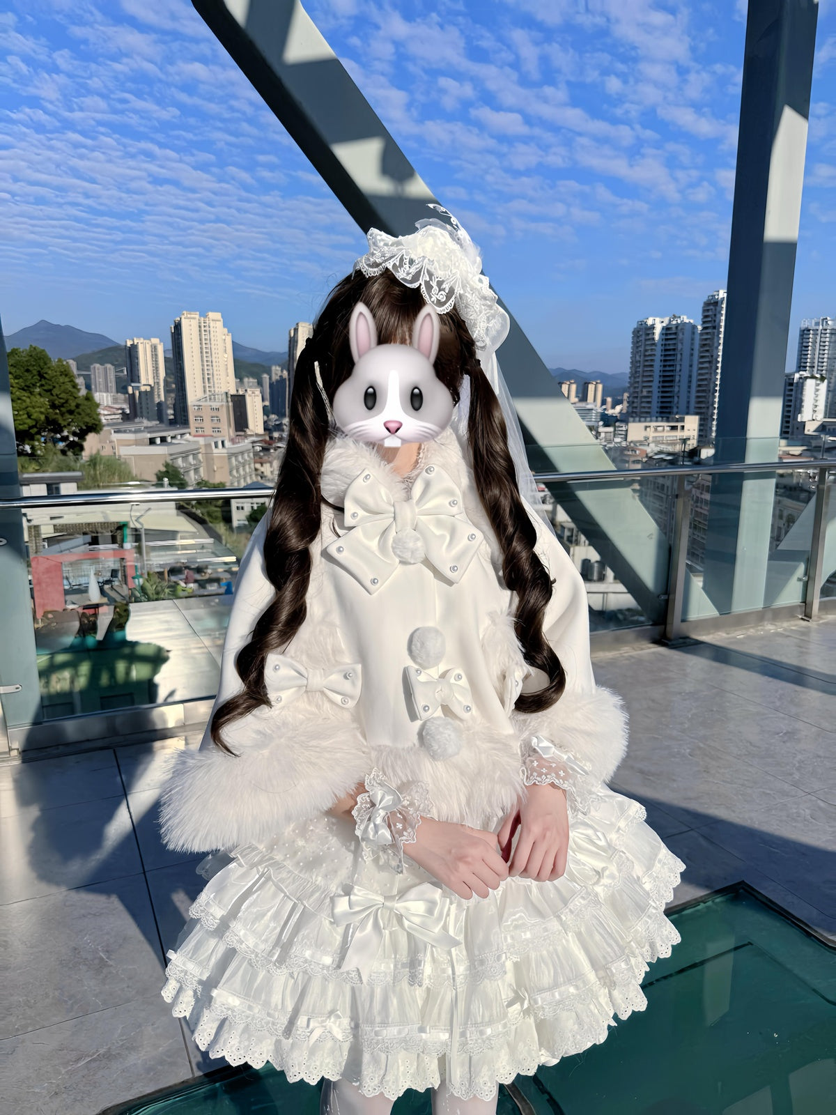 White Ballet Core Lolita JSK Dress Full Set with Free Mini Hat