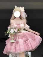 Sweet Pink Gradient Lolita Dress: High-Low Princess Wedding Gown
