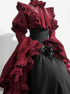 Gothic Red Black Lolita Dress Set with Hime Sleeve Blouse & SK