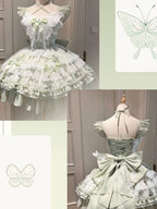 Sweet Green Lolita Princess Cupcake JSK Dress with Free Train