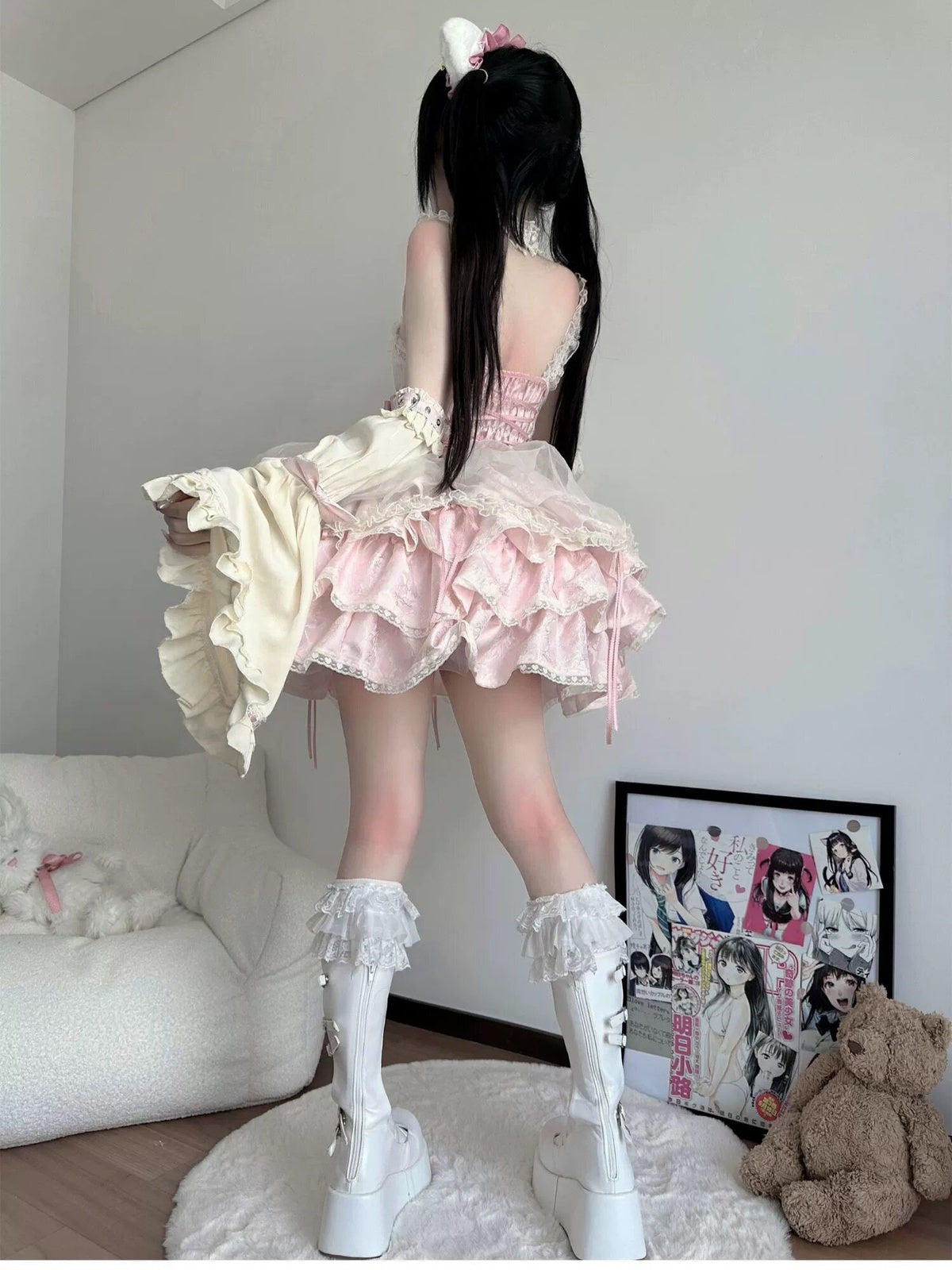 Sweet Pink Lolita JSK Dress Set: Princess Coming of Age Gown