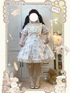 Plus Size Sweet Lolita OP Dress: Slimming Frilly Kawaii Print Dress