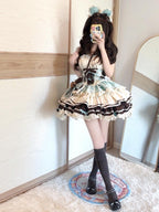 Sweet Chocolate Bear Lolita JSK Dress Full Set with Plush Bag