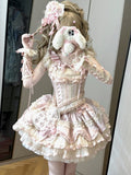 Sweet Ribbon Lolita Ballet JSK Dress - Pink Ruffle Princess Gown
