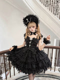 Black Gothic Lolita Wedding JSK Dress | Hime Princess Gown