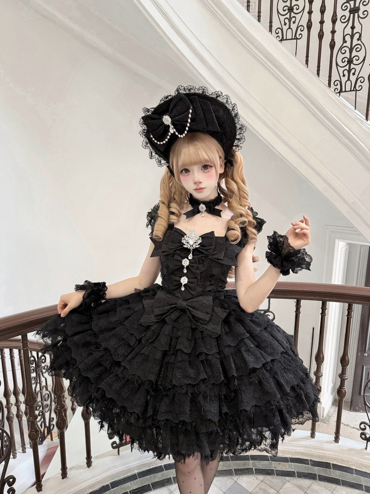 Black Gothic Lolita Wedding JSK Dress | Hime Princess Gown