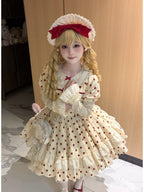 Short Doll Lolita Cotton Print OP Set with Apron & BNT