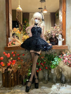 Gothic Cross Lolita Dress Full Set with Sleeves & Headpiece