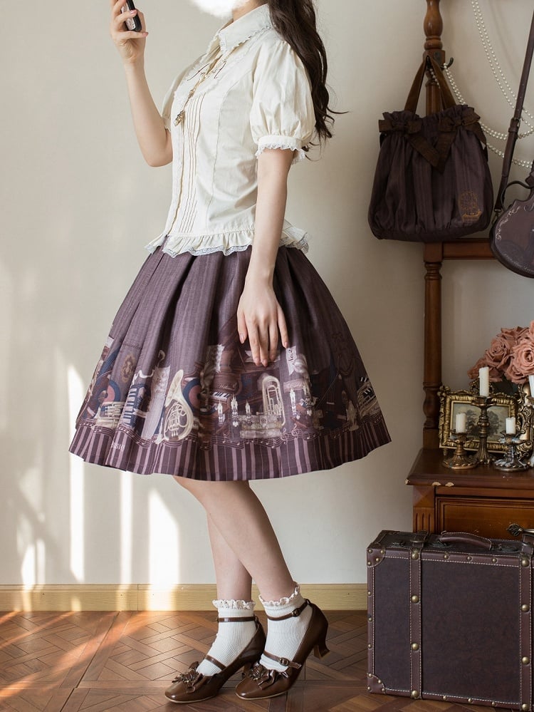 Beige Pleated Bodice Short Puff Sleeves Shirt | CoyBunny