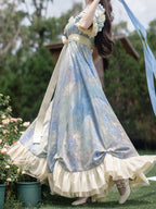 Blue Empire Waist Oil Painting Maxi Dress - Every Page of Poetry | CoyBunny