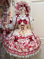 Teddy and Strawberry Print Yellow Sweet Lolita JSK Dress with Lace Trims and Bow Accents - Miss Han | CoyBunny