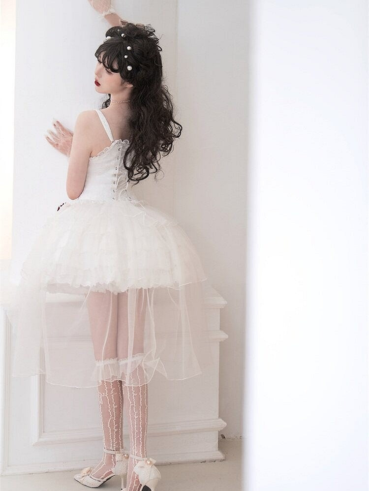 Charming Sweetheart Jumper Skirt with Rosette Accent - Unknown Star | CoyBunny