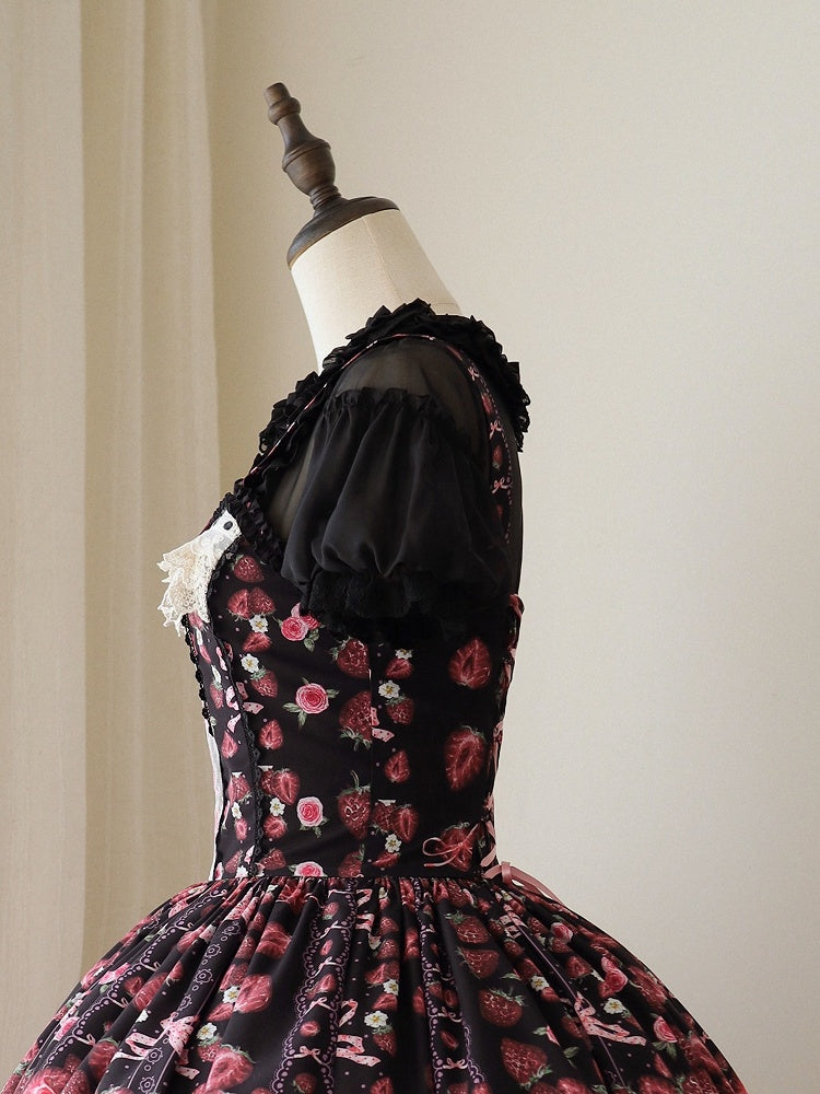Gray/Pink Sweet Short Puff Sleeve Lolita Blouse | CoyBunny