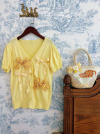 Yellow Short Sleeve Cardigan Jacket - Cutey Mask | CoyBunny