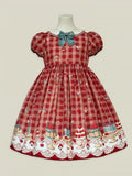 Red High-Waisted Cherry and Dessert Sweet Lolita Gingham Dress | CoyBunny