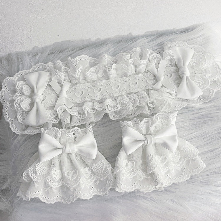 White Bow Embellished Wrist Cuffs | CoyBunny