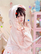 Kawaii Pink Sun Protection Hoodie with Cute Star Accent - NANACO | CoyBunny