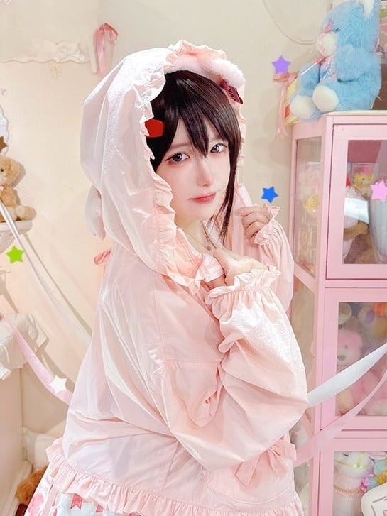 Kawaii Pink Sun Protection Hoodie with Cute Star Accent - NANACO | CoyBunny
