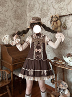 Tiramisu Brown Sweet Lolita JSK Dress Set with Knit Blouse