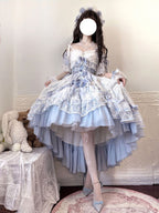 Sweet Lolita Blue Rose Dress Set - Lace Princess Birthday Gown