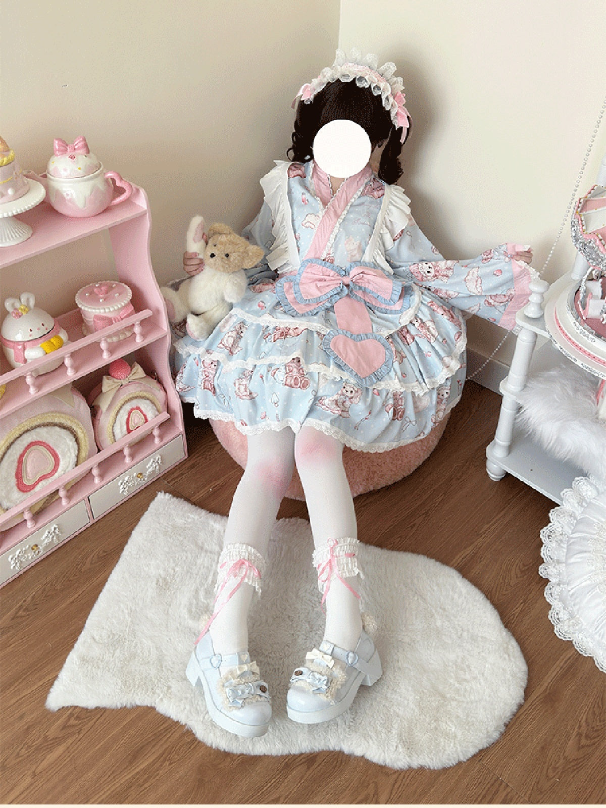 Plus Size Pink & Blue Lolita Set - Sweet Kawaii Dress Outfit