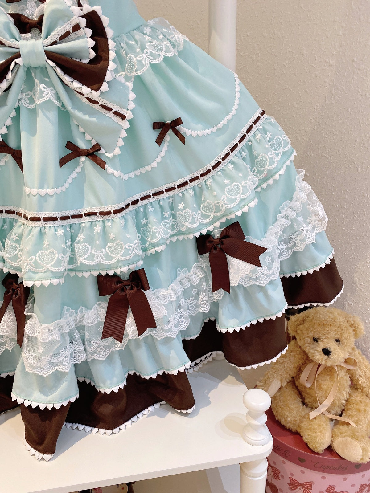 Mint Chocolate Lolita JSK Dress Set with Bonnet | Cute Gown