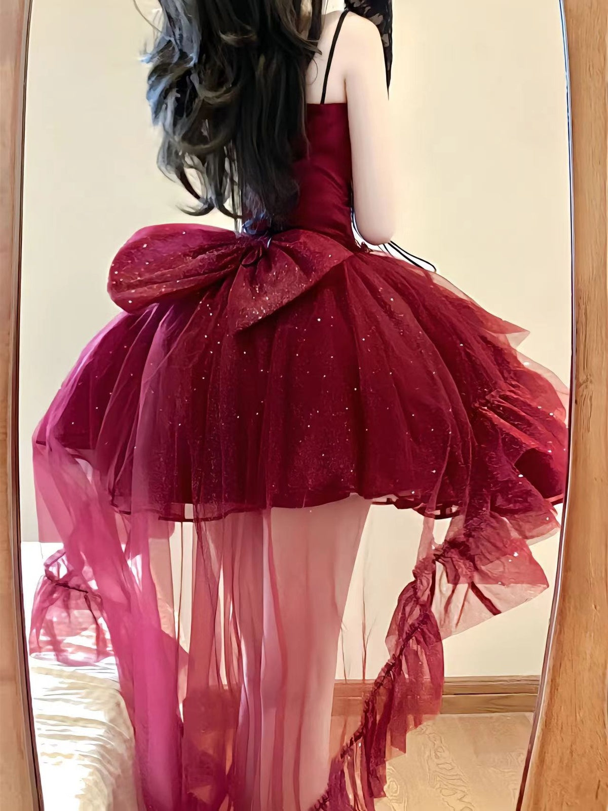 Red Lolita Princess Ball Gown with Train & Choker
