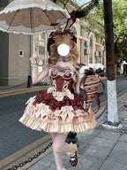 Bavarois Coffee Brown Sweet Lolita JSK Dress with Headpiece