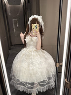 White Hime Lolita Wedding JSK Dress Set | Sweet Princess Gown