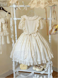 Plus Size Apricot Sweet Lolita OP Dress - Embroidered Large Hem Style