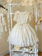 Plus Size Apricot Sweet Lolita OP Dress - Embroidered Large Hem Style