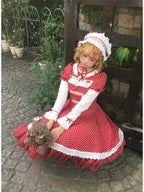 Retro Polka Dot Lolita OP Set with Headband