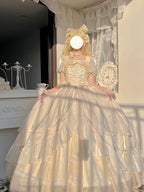 Elegant Cream Lolita Wedding OP Dress: 18th Birthday Ball Gown