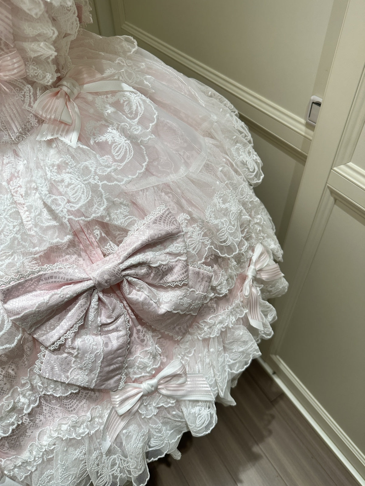 Pink Light Wedding Lolita JSK Dress with Hat & Necklace