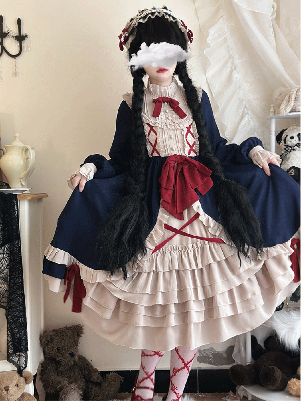 Navy Halloween Plus Size Lolita OP Dress - 2026 A/W Daily Retro Dress