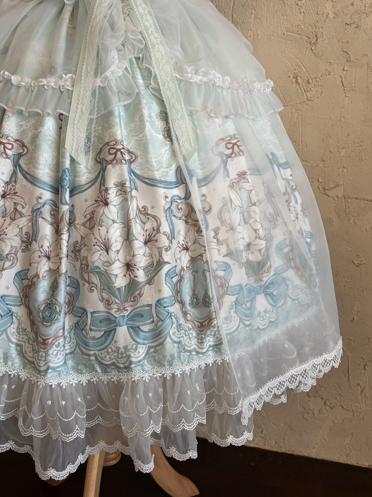 Sweet Mint Green Lolita JSK Dress Lace Ruffle Floral Print Princess Jumper Skirt