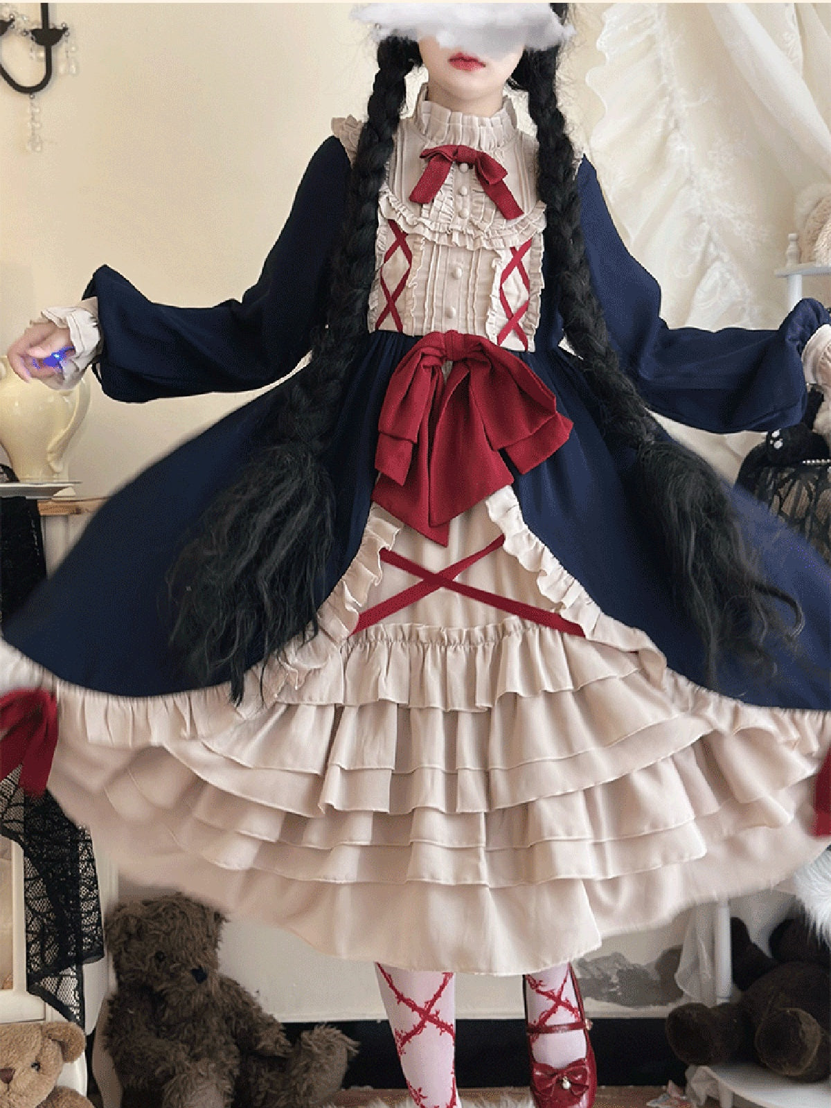 Navy Halloween Plus Size Lolita OP Dress - 2026 A/W Daily Retro Dress