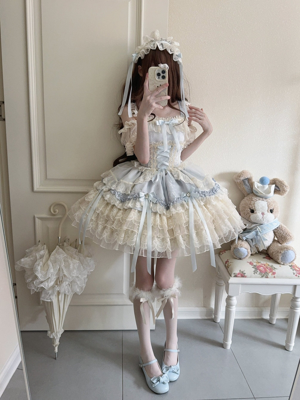 Blue Ballet Lolita JSK Dress with Train | Sweet Princess Gown
