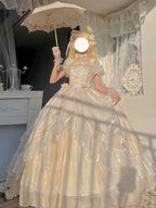 Elegant Cream Lolita Wedding OP Dress: 18th Birthday Ball Gown