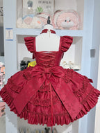 Sweet Wine Red Rose Lolita JSK Princess Dress with Choker & Train