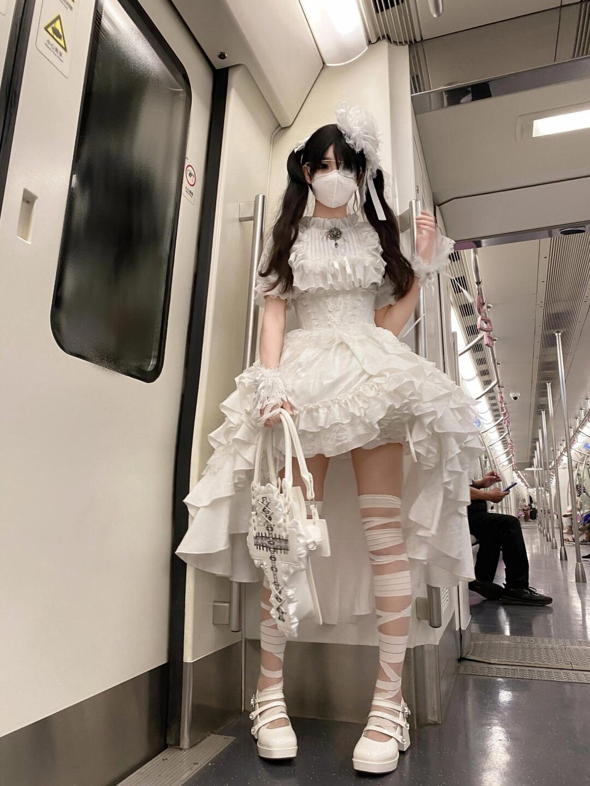 White Gothic Lolita Dress Set for Halloween & Christmas Cosplay