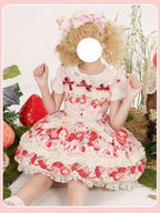 Sweet Strawberry Lolita JSK Dress Set with Blouse & Headband