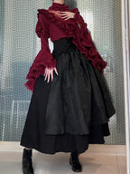 Gothic Red Black Lolita Dress Set with Hime Sleeve Blouse & SK