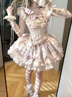 Sweet Ribbon Lolita Ballet JSK Dress - Pink Ruffle Princess Gown