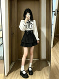 Cute White Jirai Kei Lolita Dress Short Sleeve Midi JSK Set