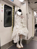 White Princess Lolita Dress Set with Blouse, Corset & Petticoat